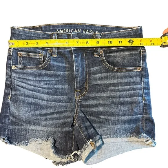 American Eagle Women’s Size 2 Hi Rise Shortie Shorts Jean Stretch‎ Dark Wash - Picture 5 of 6